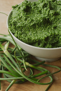 Kale + Garlic Scape Pesto with Sorrel and Parsley